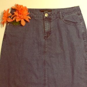 Knee Length Polka-Dotted Jean Skirt
